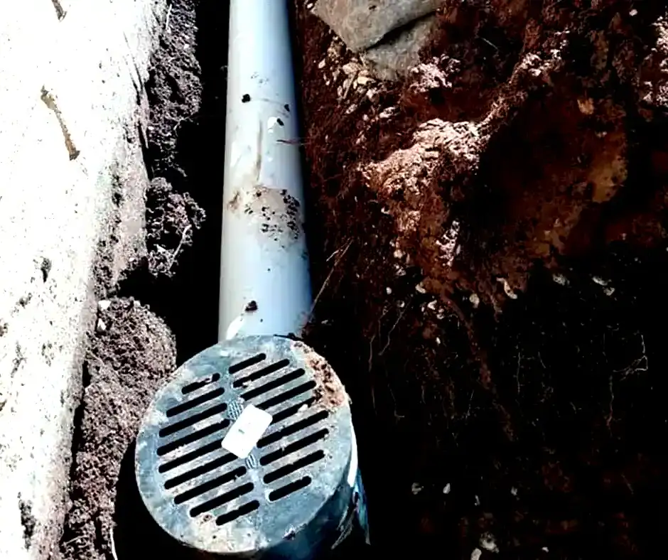 Partially dug trench French Drain Installation Cherry Hill, NJ